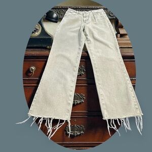 Zara Straight Leg Raw Hem Jeans. Light Sage Green . Size: 8